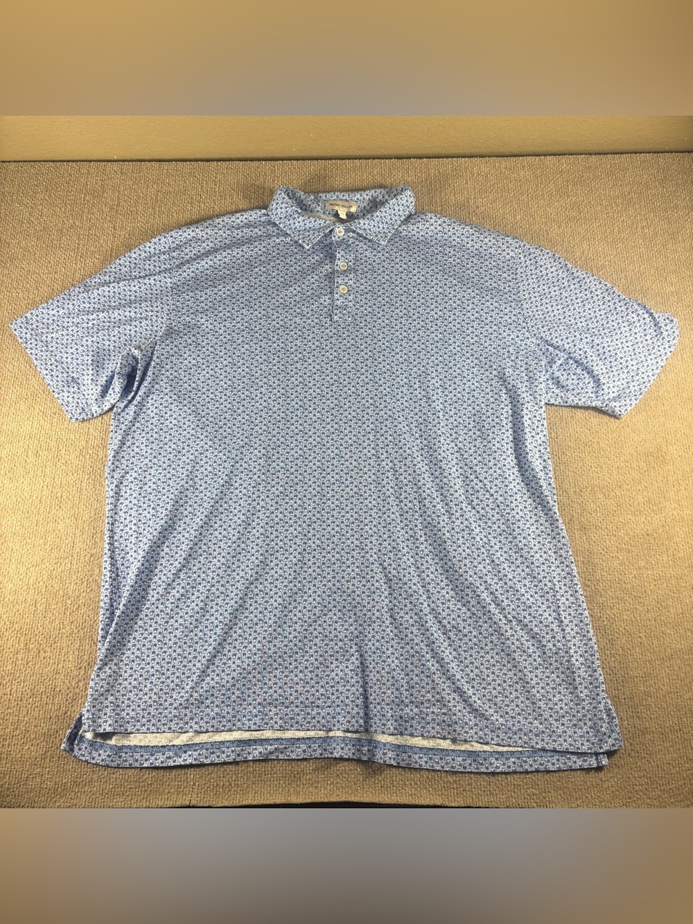 Peter Millar Summer Comfort Performance Golf Polo Cocktail Print Blue Men's 2XL